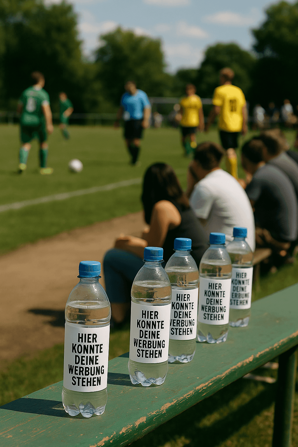 Fußballtunier mit werbung, werbung auf flaschen, regionale werbung, Kostenloses Wasser, WasserWirkt. Kreisliga